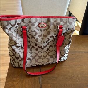 Coach bag, orange & brown